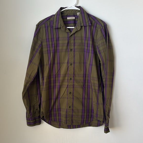 Burberry Brit - Green & Purple Checked Button-Up - Picture 3 of 6